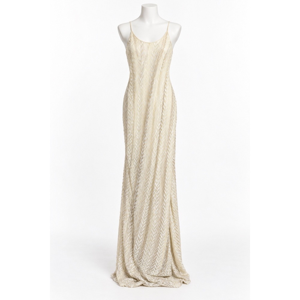 THE WHITE HOUSE  VTG Y2K Womens 6 Ivory Velvet Formal Spaghetti Slip dress